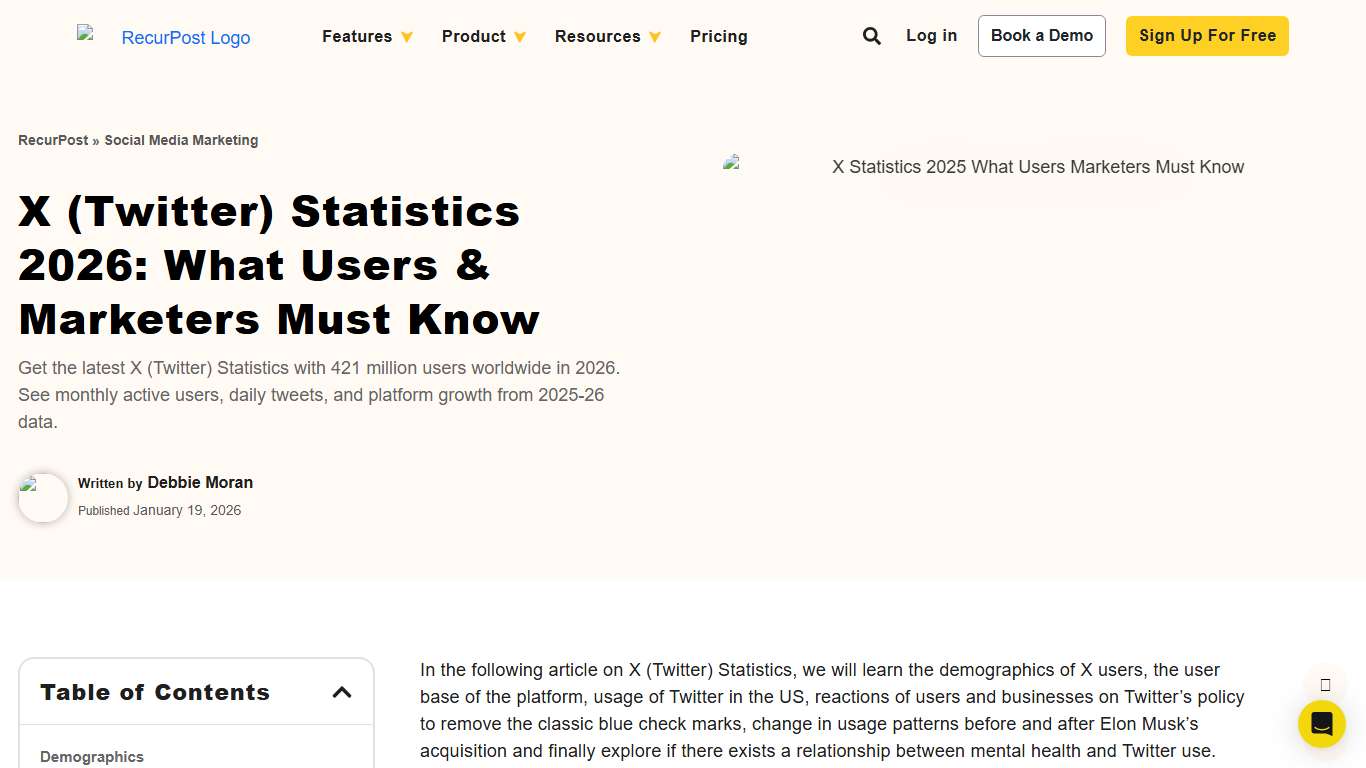 X (Twitter) Statistics 2026: What Users & Marketers Must Know - RecurPost
