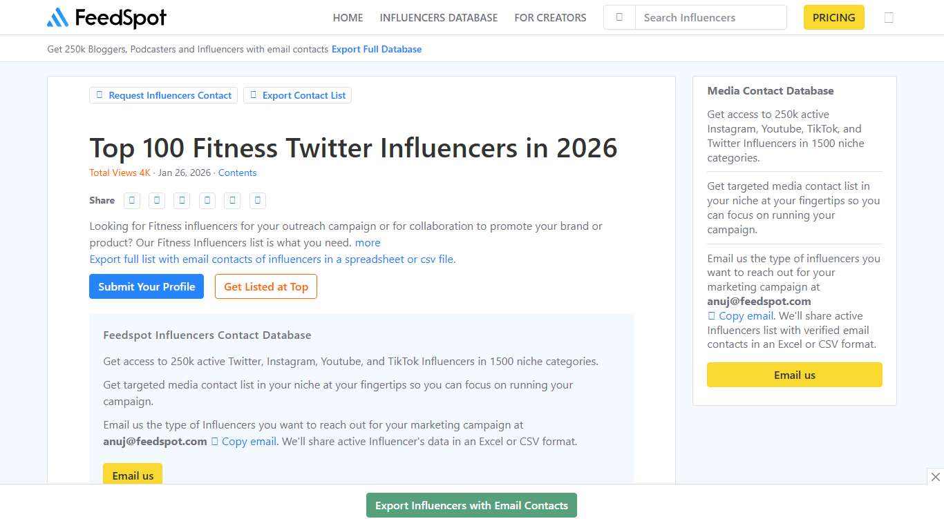 Top 100 Fitness Twitter Influencers in 2026
