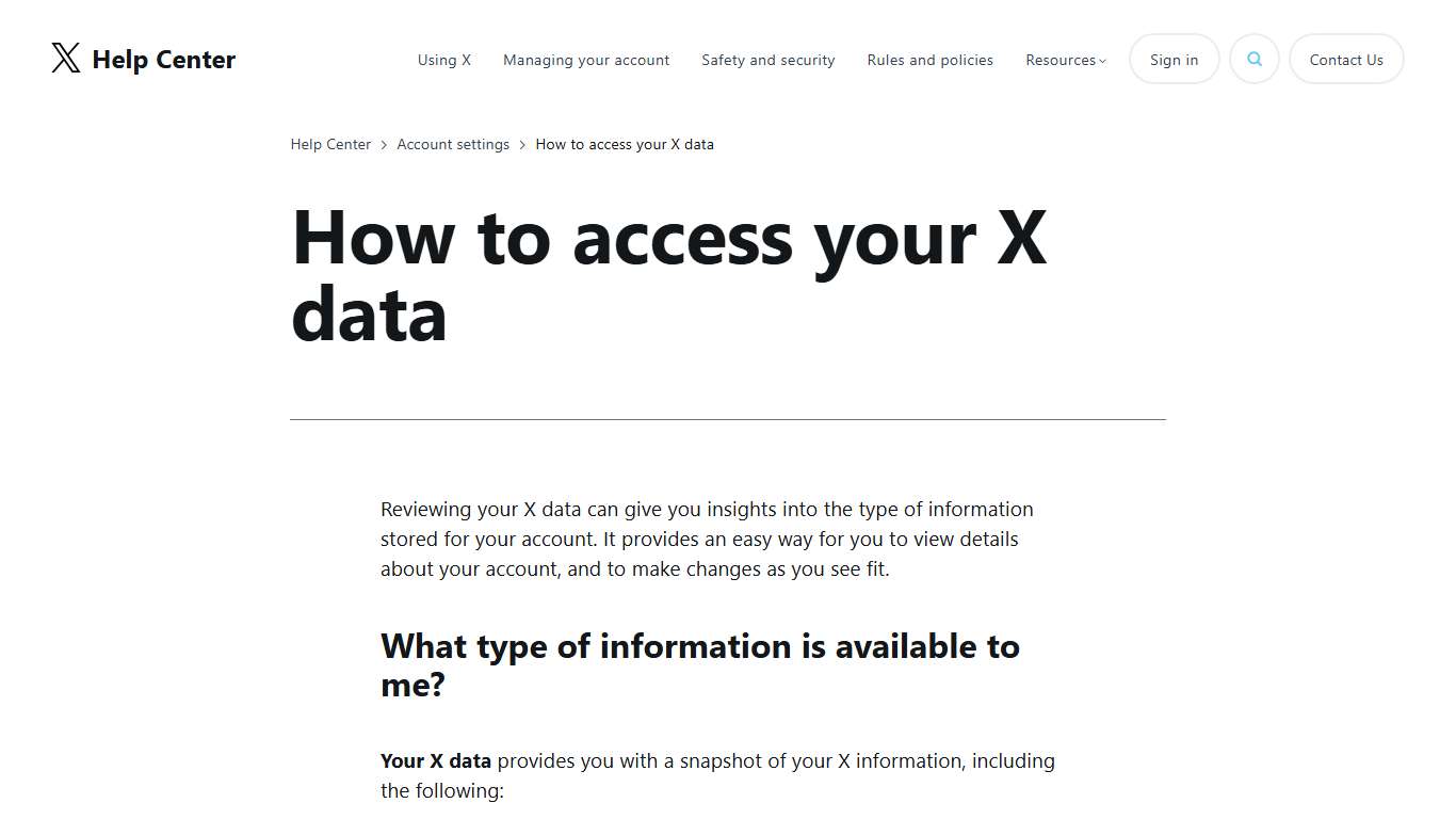 How to access and download your X data X Help